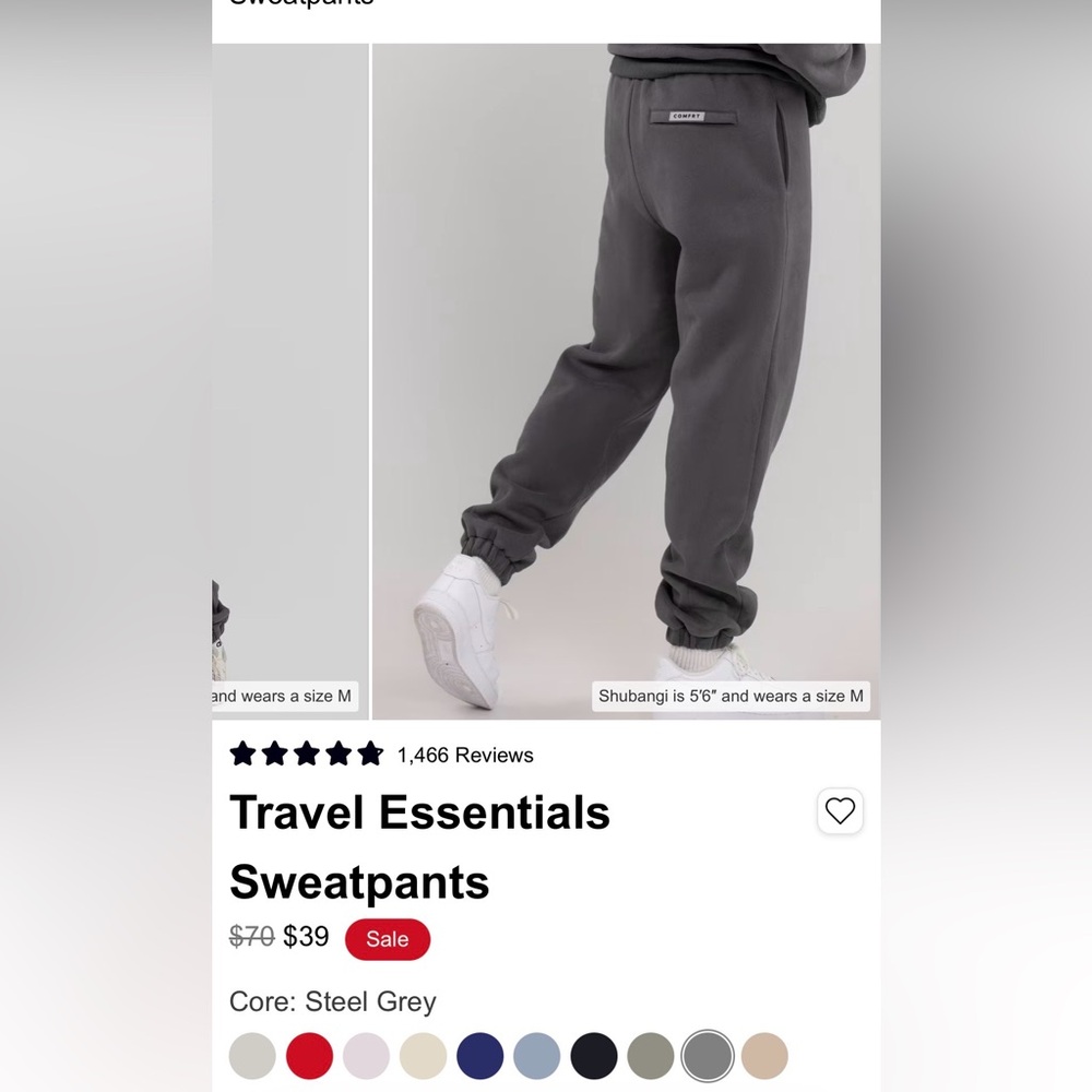 Steel Grey Sweatpants NEW comfort size XL unisex travel Essentials